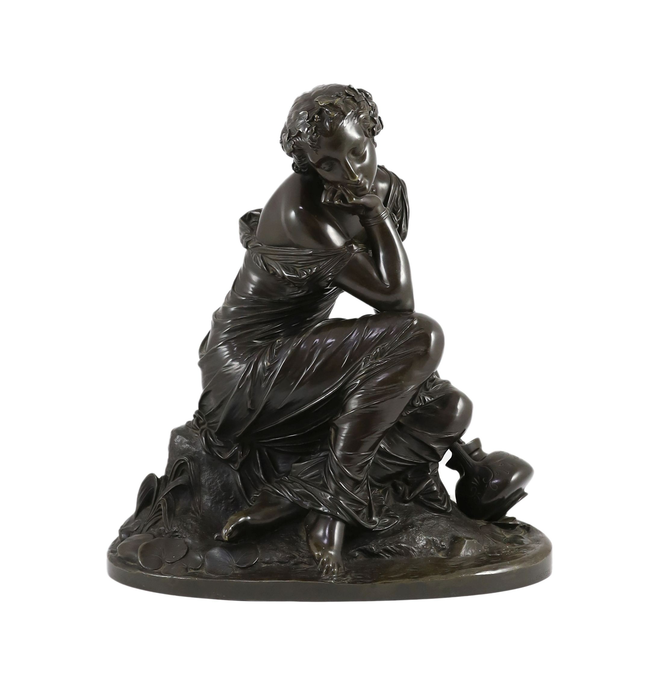 Alexandre Schoenewerk (French, 1820-1885). A 19th century German bronze figure of a classical water carrier, width 38cm, height 40cm